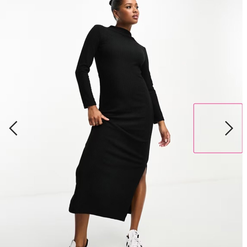 Pieces Petite exclusive high neck knit maxi dress in black (BRAND NEW!) Size MP